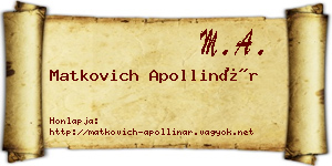 Matkovich Apollinár névjegykártya